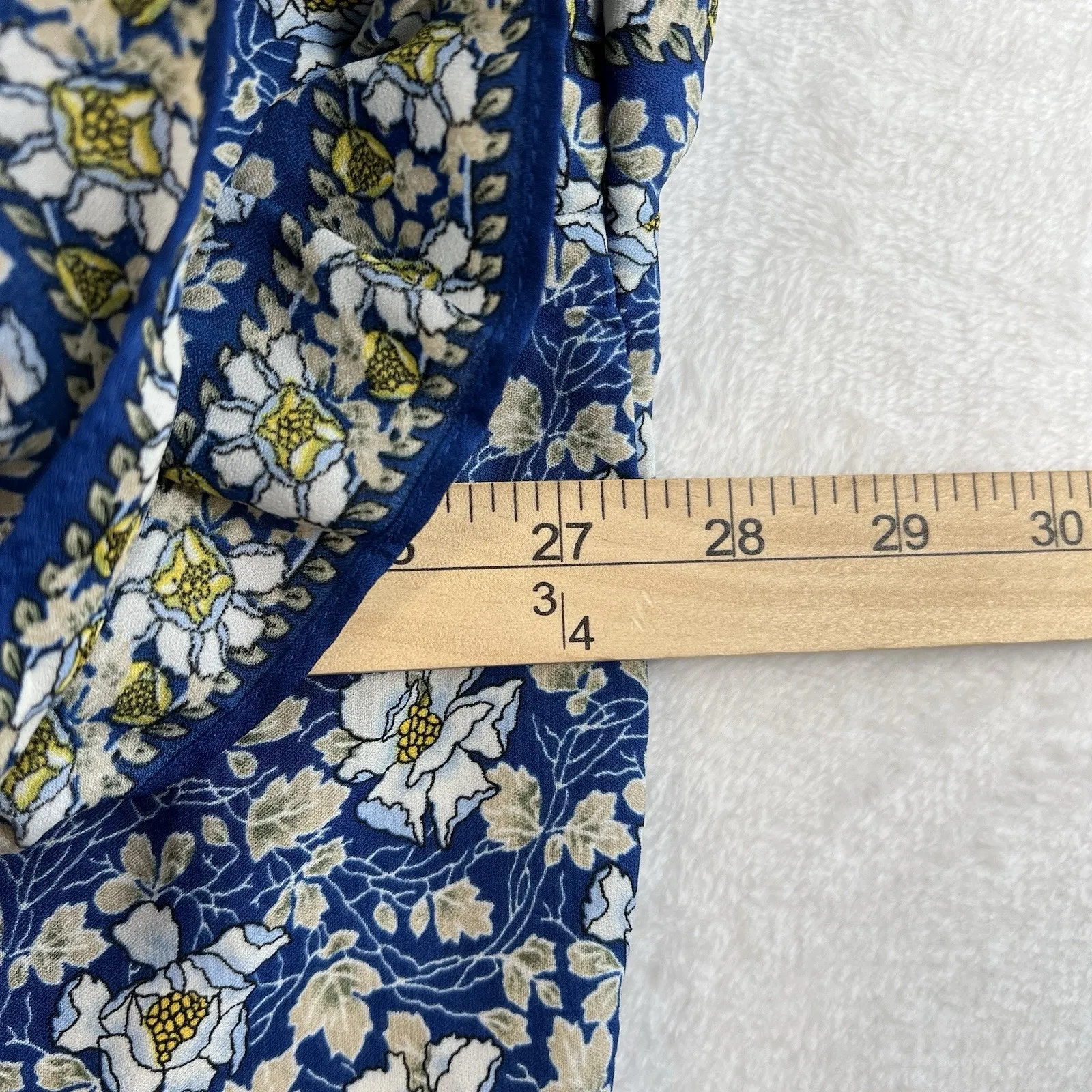 Max Studio Plus 2X Top Elbow Sleeve Ruffle Blouse Blue Floral Peasant Women's - Image 10