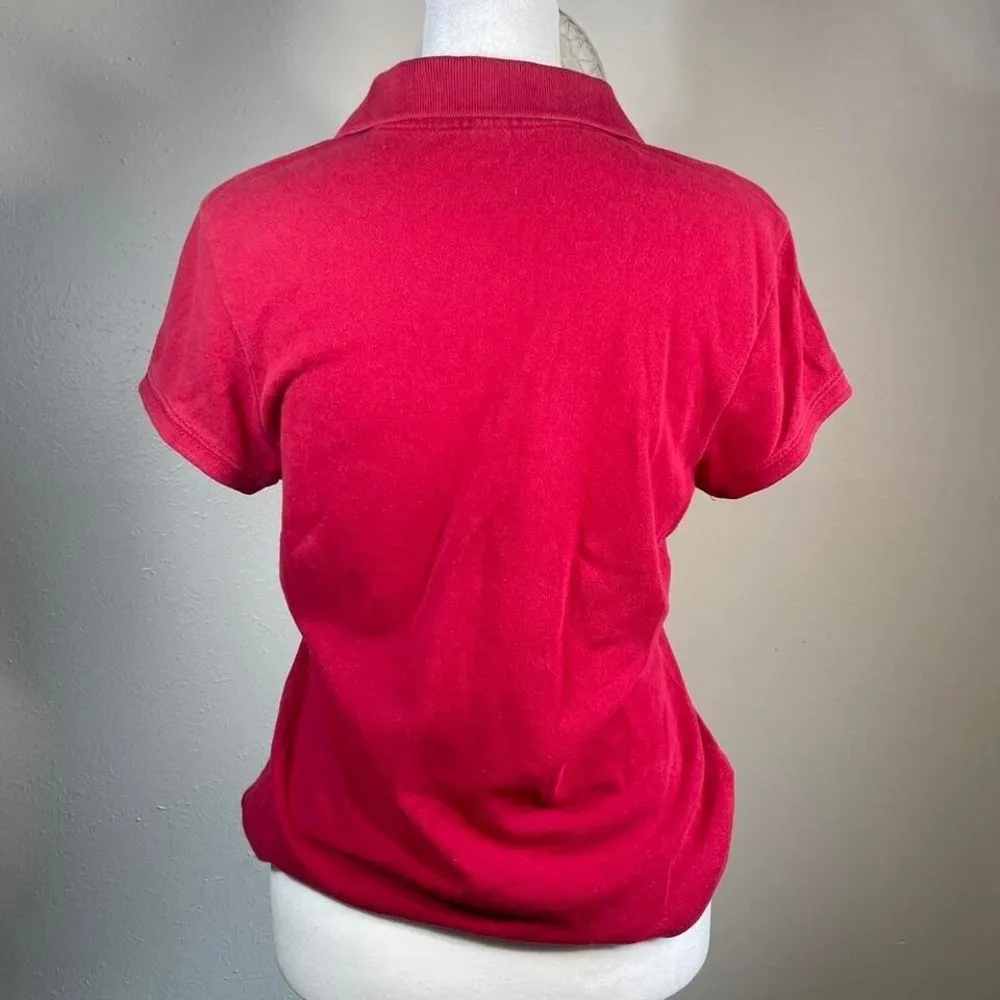 Vintage Y2K Aeropostale Women Red Polo Top Medium Short Sleeve‎ Preppy Tennis - Image 3