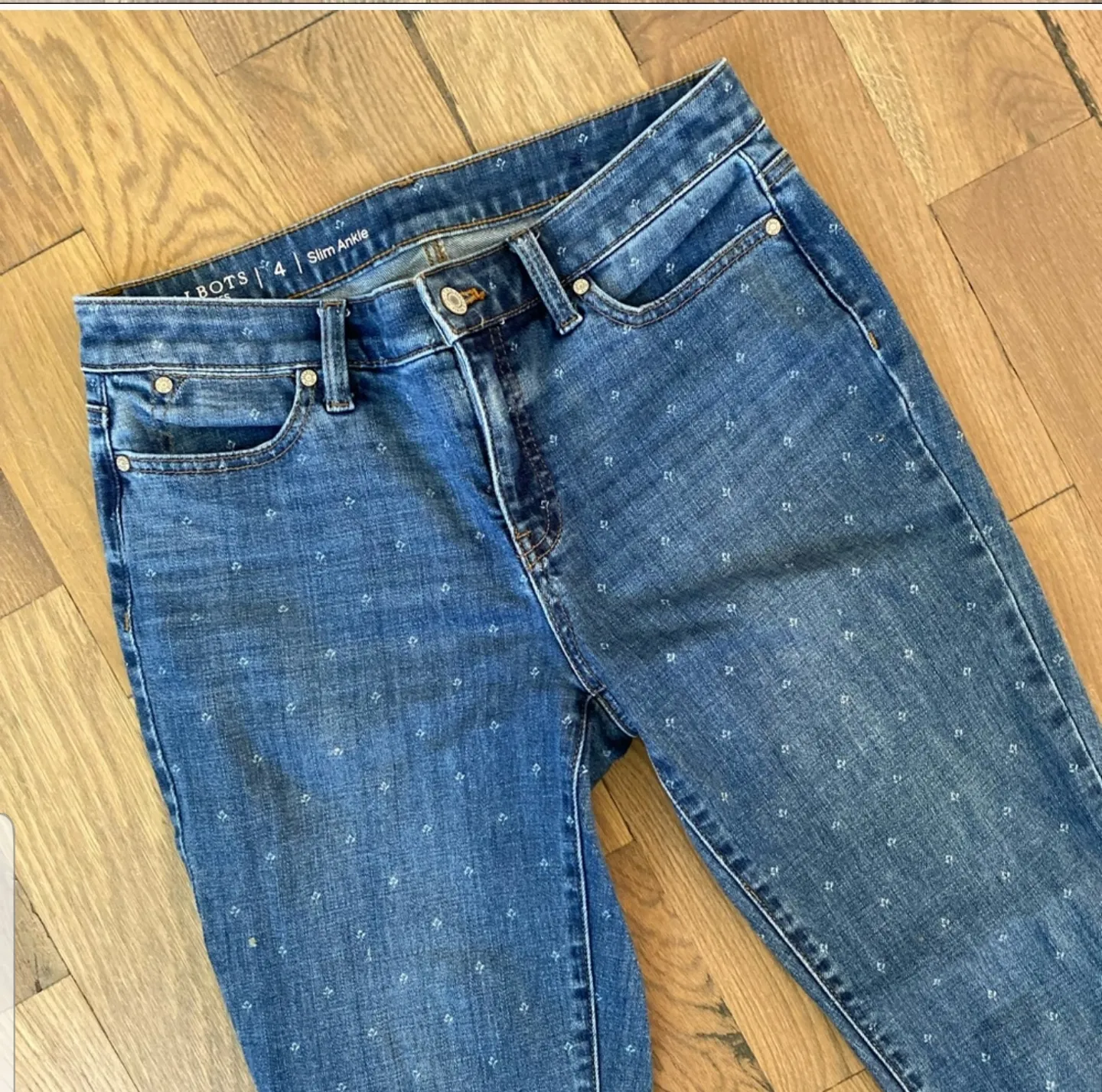 Flawless Slim Ankle Fit Tulip print Blue Jeans Size 4 - Image 2