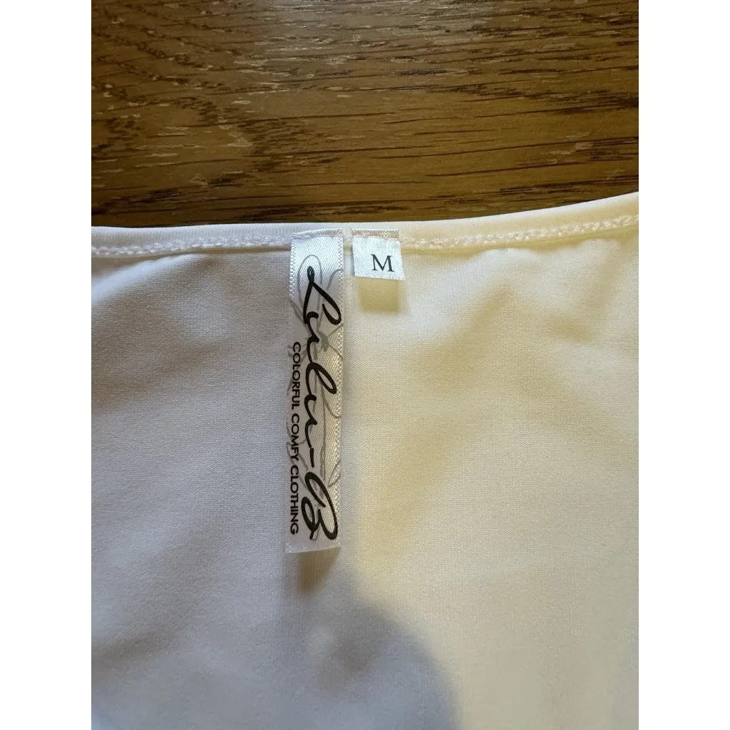 Lulu B Women Medium Shirt‎ White Nylon Spandex Asymmetrical Hem Stretch Preppy - Image 3