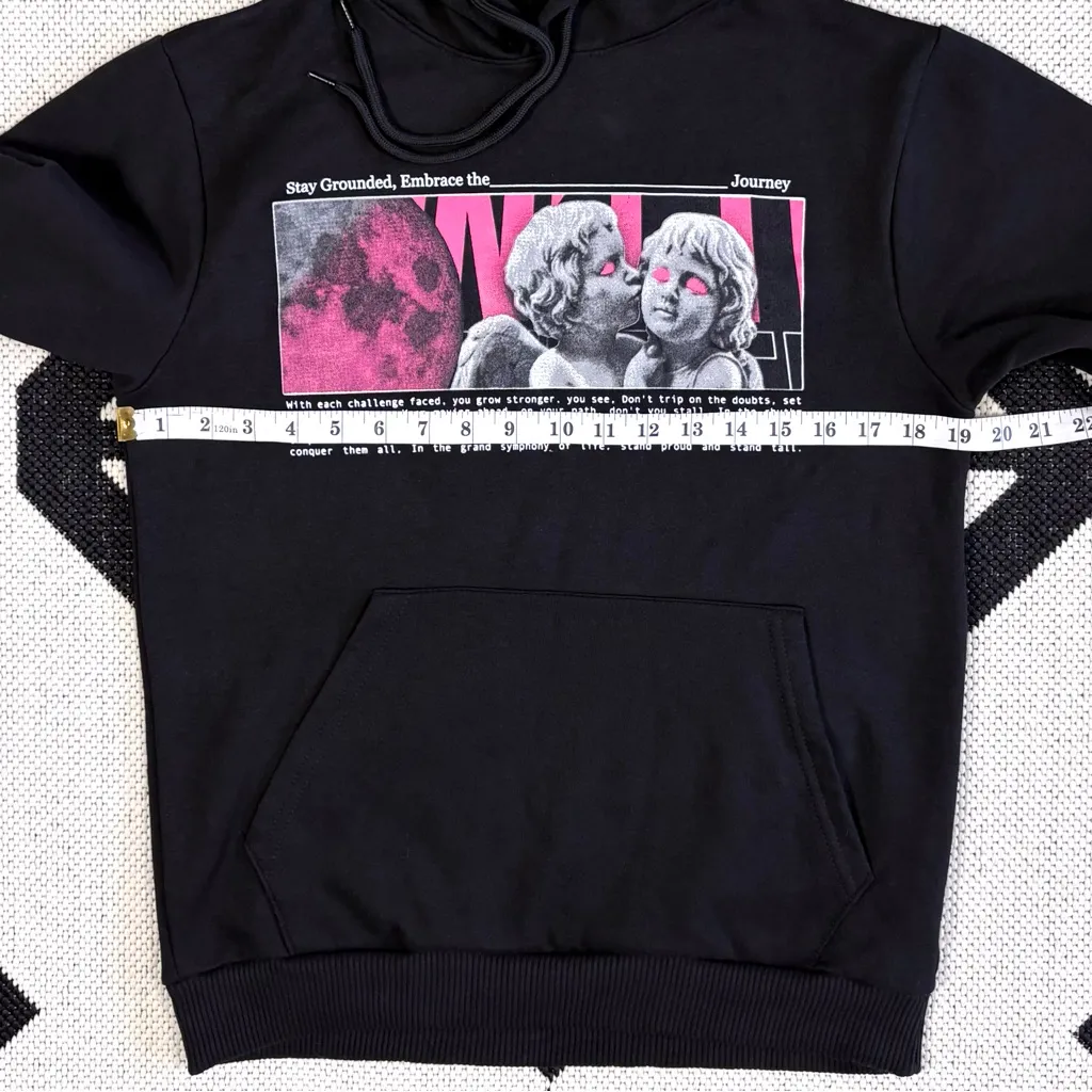 Fresh Laundry Embrace The Journey Angel & Mushroom Graphic Hoodie in Black Small - Image 2