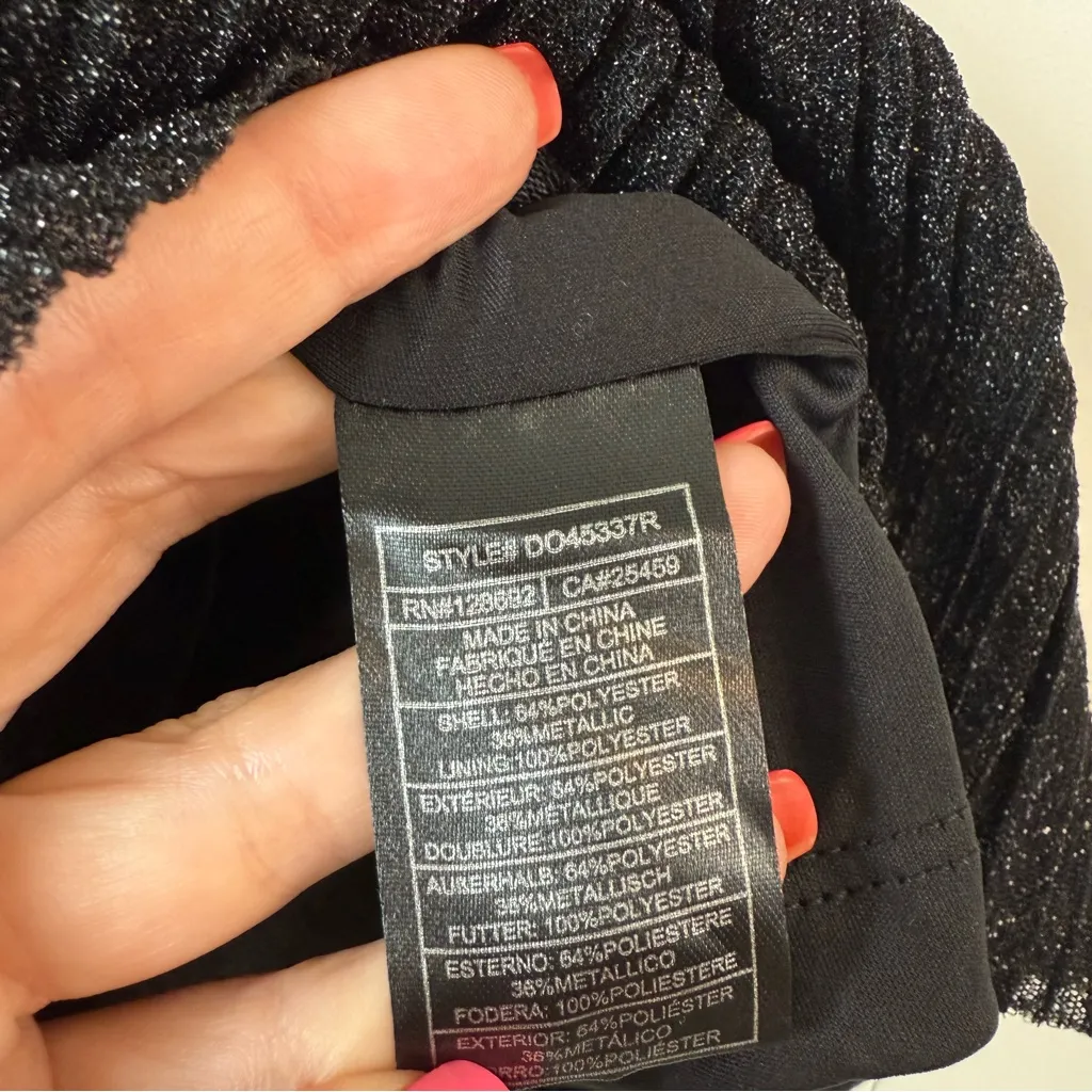 Steve‎ Madden Crinkle Metallic Mock Neck Tank Top Black S - Image 4