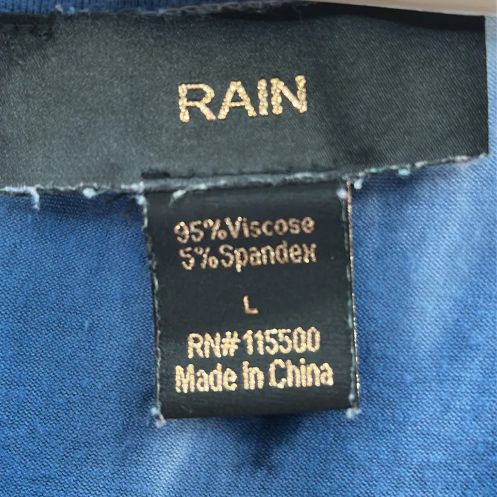 Rain Tie Dye Blue White Studded Asymmetrical Hem Cold Shoulder Tunic Top Size L Size L - Image 7