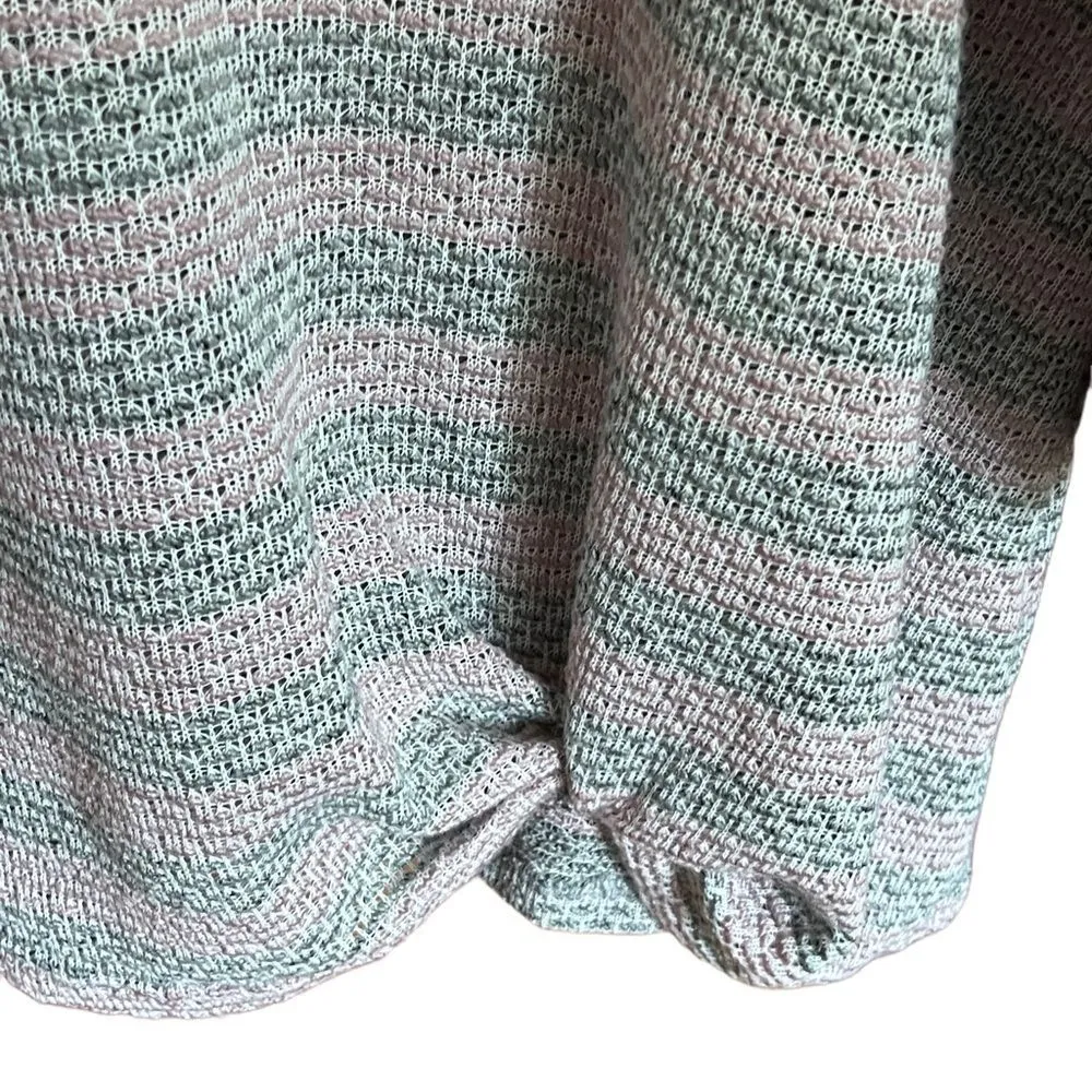 Sunday pink and green striped tunic sweater with twist detail at left front hem Size 2X - Image 3