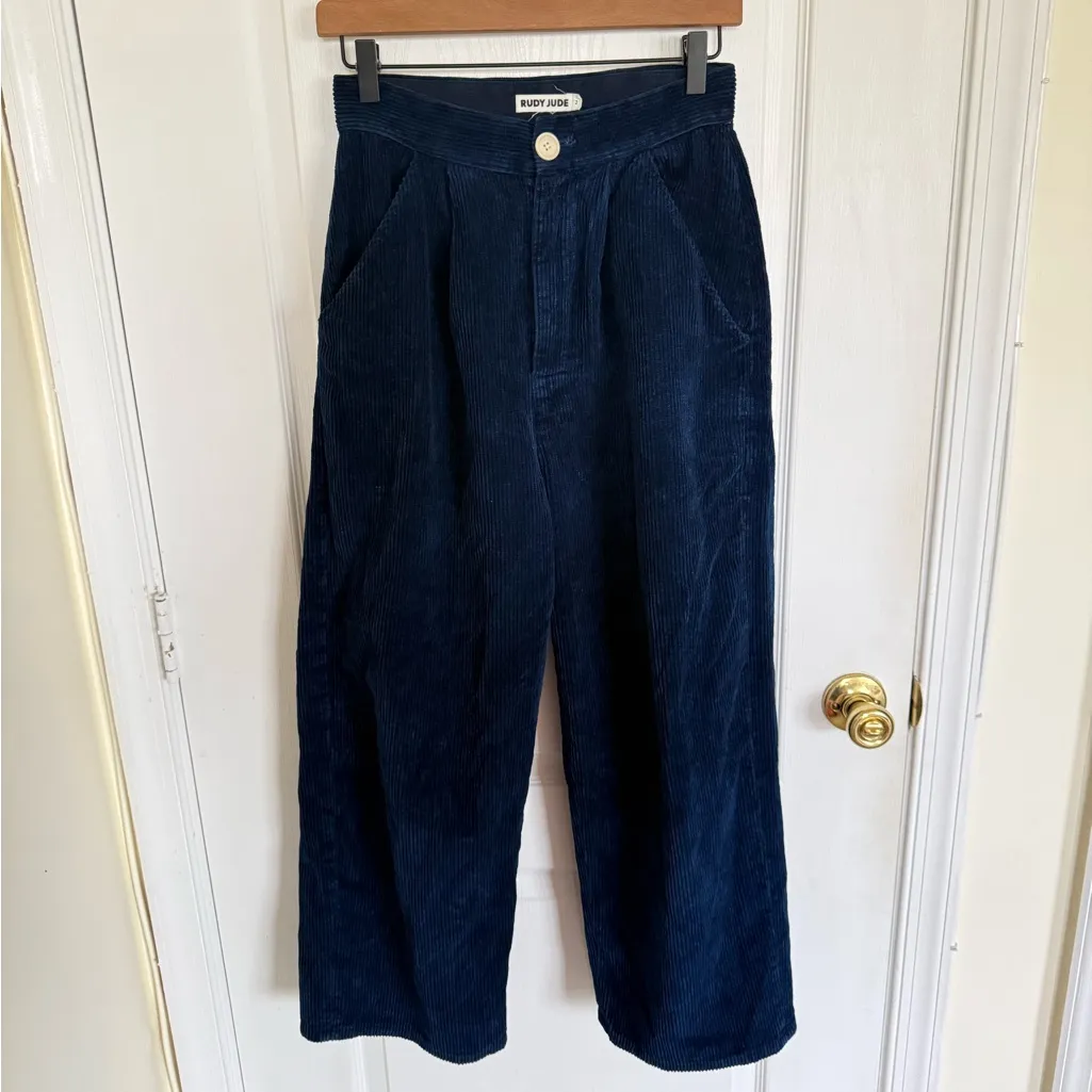 Rudy Jude Sal Wide Leg Navy Blue Corduroy Trousers size 2 - Image 6