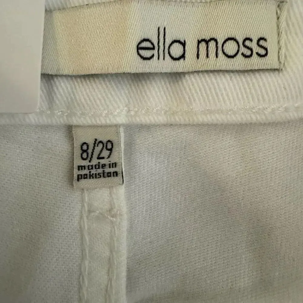 Ella Moss High Rise Slim Straight Ankle Leg Pockets White Solid SZ 8/29 #1910 - Image 7