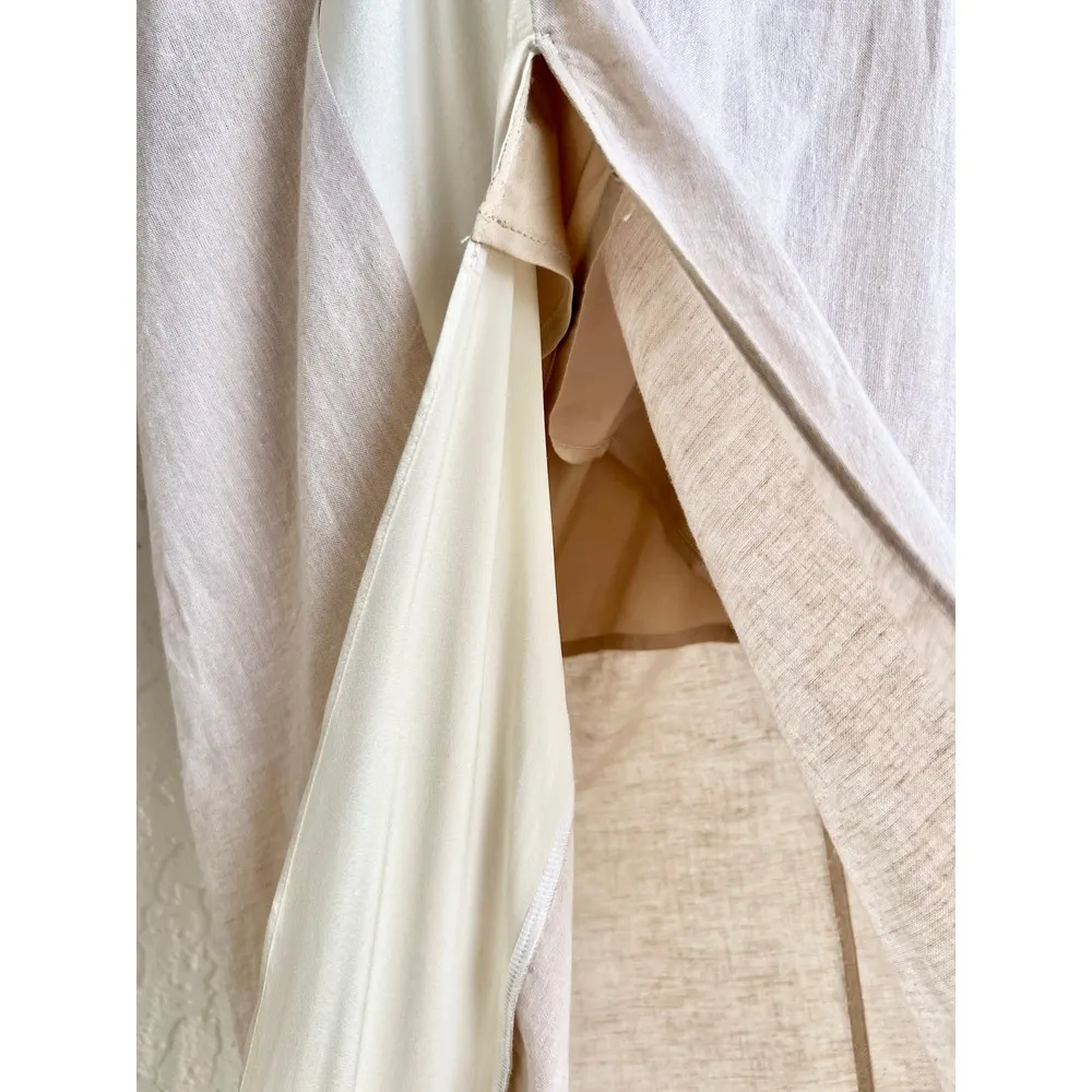 Viola & Vesper Cutout Back Thigh Slit Maxi Skirt Beige Women's Size 36 / US 2 - Image 3