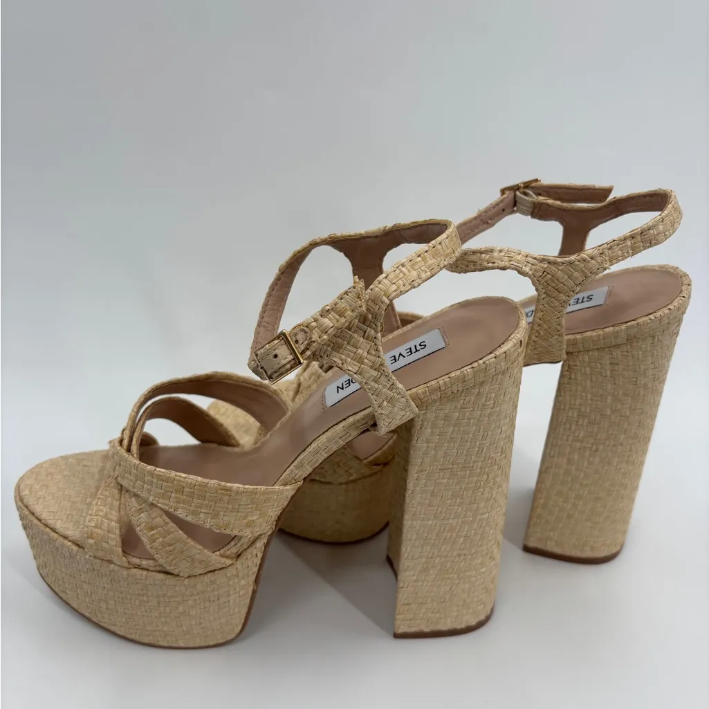 Steve Madden Quinlyn Raffia Platform Block Heel Women’s Sandals - Image 8