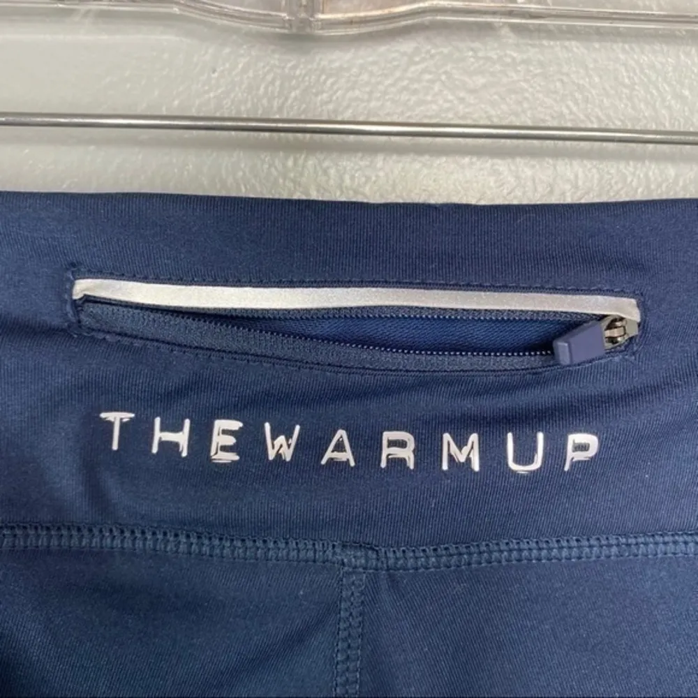 Jessica Simpson Blue Star Print Workout Leggings Zipper Pocket Stretch Pants L - Image 5