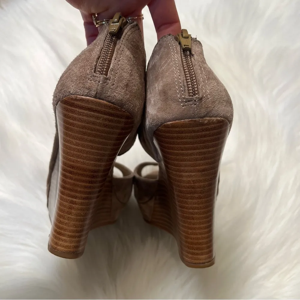 Seychelles Tan Suede Lather Platform Wedges - Image 7