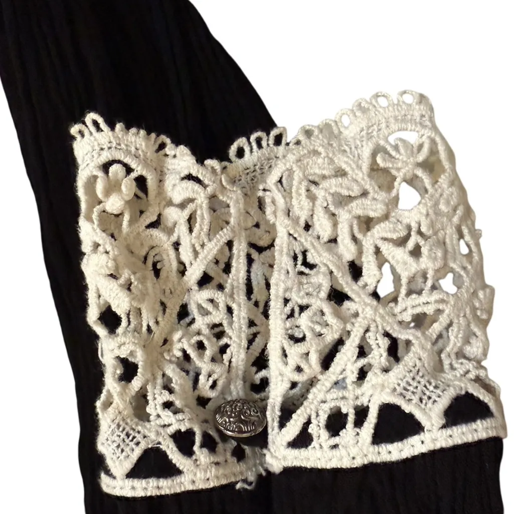 Free People Black Lace Bib Tunic Top Women’s Size XS - Image 7