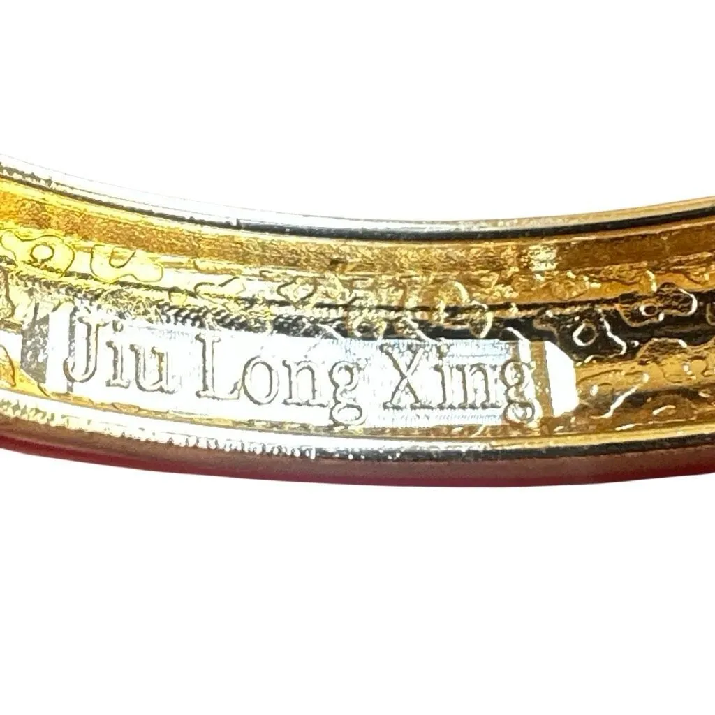 Red Floral Cloisonné Enamel Gold - Image 6