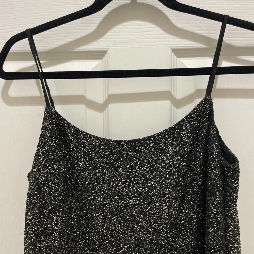 Cece Black & Gold Shimmer Spaghetti Strap Mini Dress S - Image 3