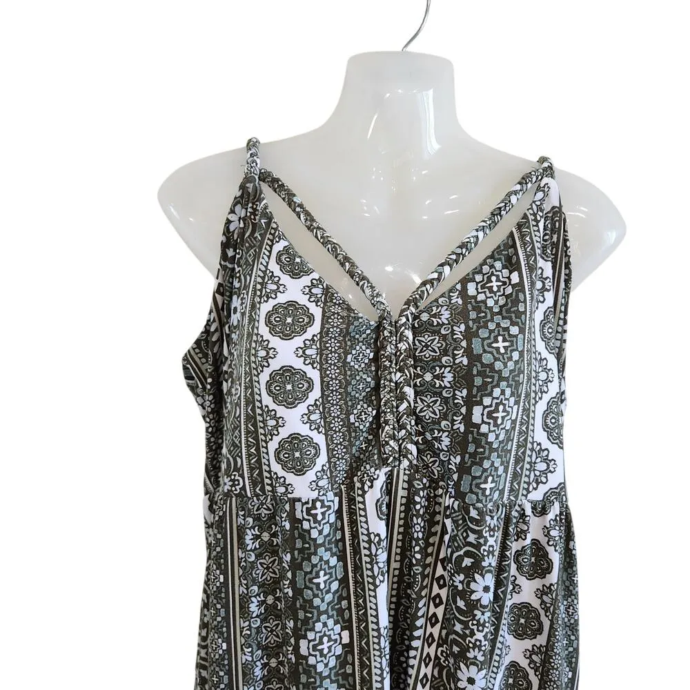 Derek Heart Floral Print Spaghetti Strap Hi Low Maxi Dress Black Size 1X - Image 3