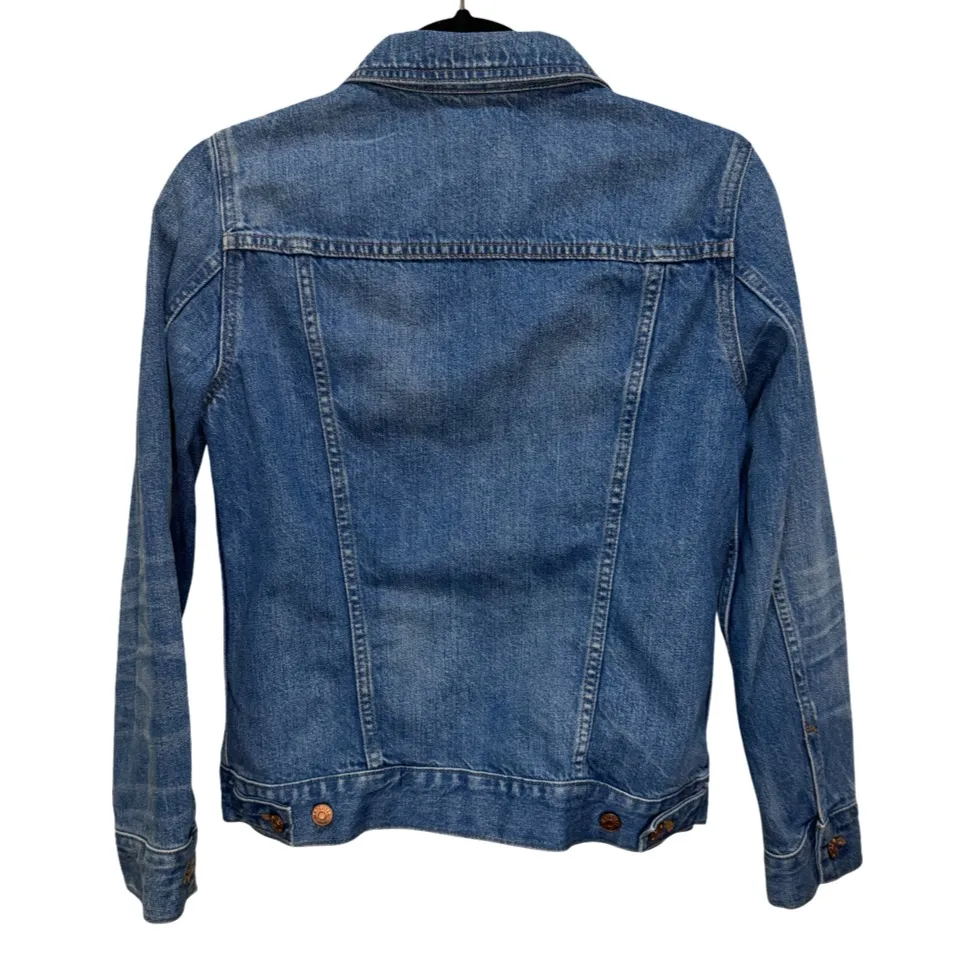 Madewell Blue Distressed Cotton Denim Jacket M - Image 7