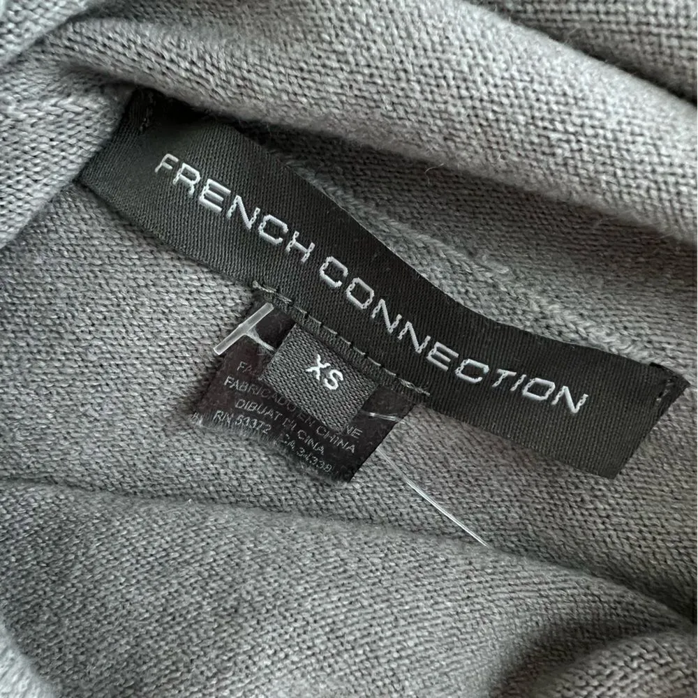 French Connection Grey Zip Long Sleeves Mock Neck Roll Hem Sweater Tunic Sz XS - Image 7