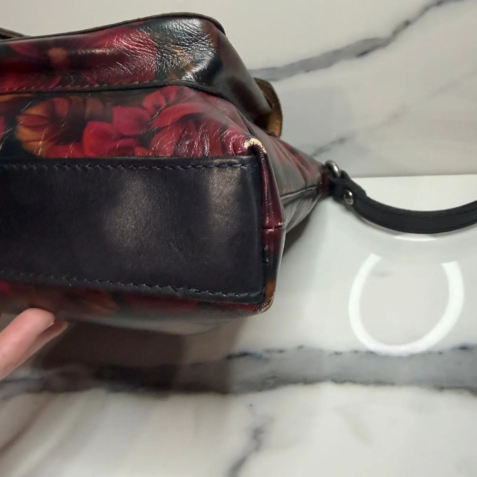 Patricia Nash Women's Kirby East West Leather Crossbody Rustic Mums Pattern FLAW - Image 7