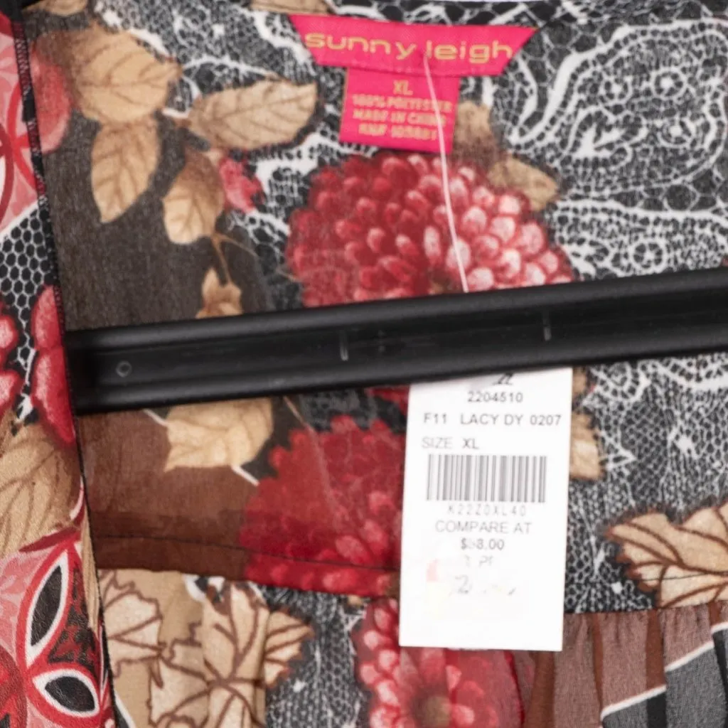 Sunny Leigh Kimono Cardigan XL Women NEW Floral Patchwork Open Front Lightweight - Image 4