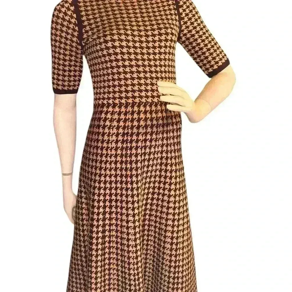 Ann Taylor Houndstooth Flare Dress Stretch Holiday Shimmer Size XS.  #311 - Image 4
