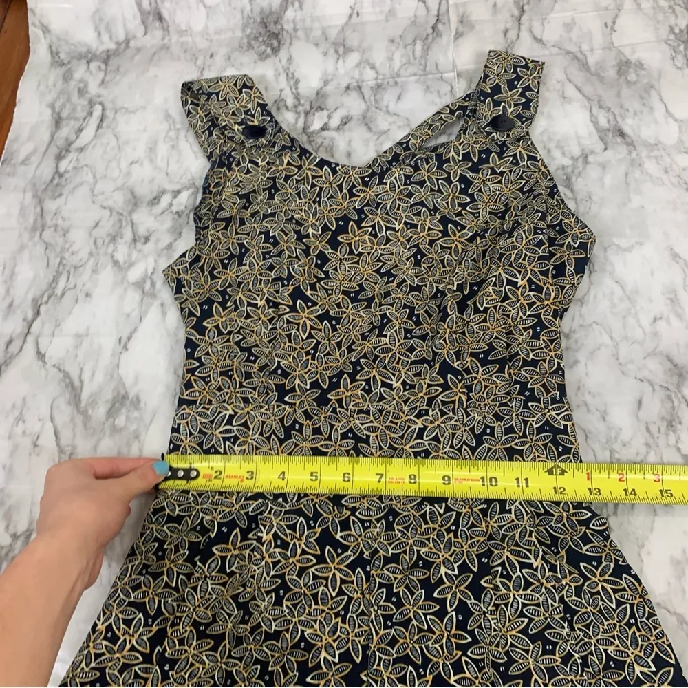 Vintage Romper One Piece Floral Print Yellow Blue Y2K 90s Size 8 - Image 9
