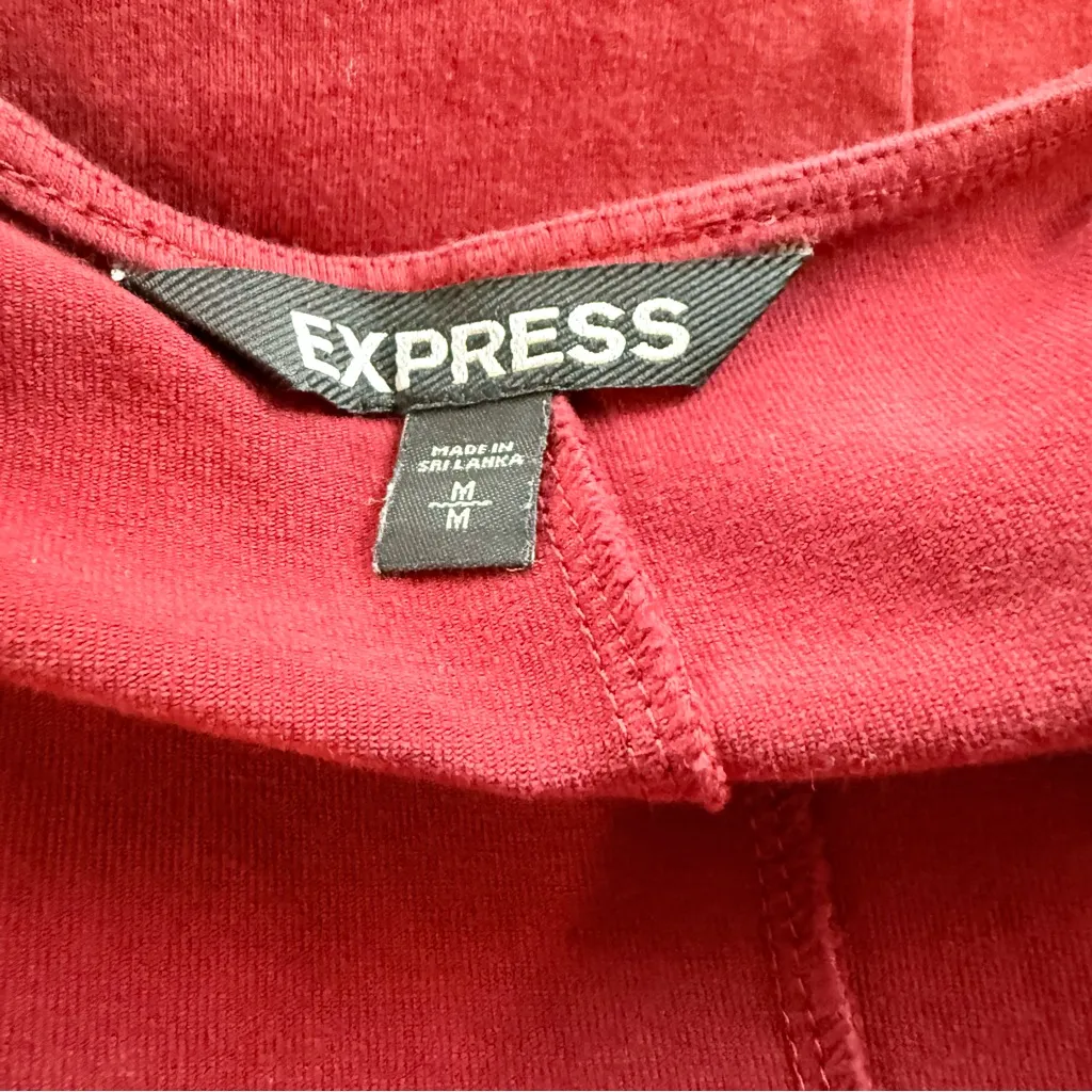 Express Deep Red Long Sleeve Contour Deep V-neck Dress Medium - Image 3