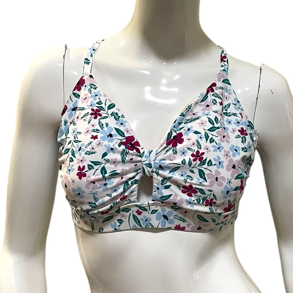 Kol Sol Knot Front Floral Multicolor Women's Bralette Bikini Top D/DD NWOT - Image 6