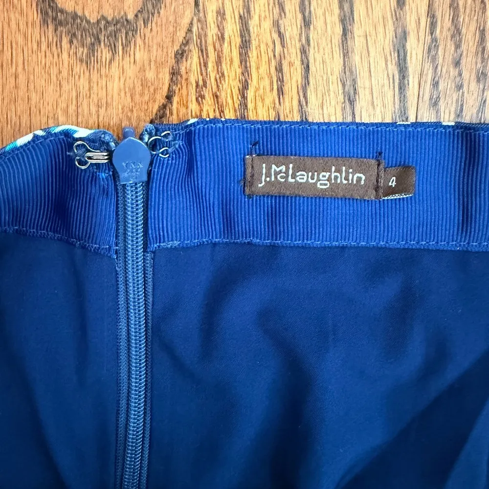 J. McLaughlin Calluna Pleated Midi Skirt Navy Floral “Mini Secret Garden” Print - Image 4