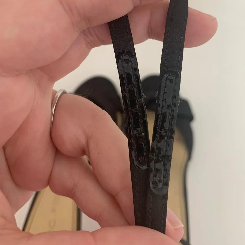 Marc Fisher Black Satin Ankle Strap Sandal Heel - Image 5