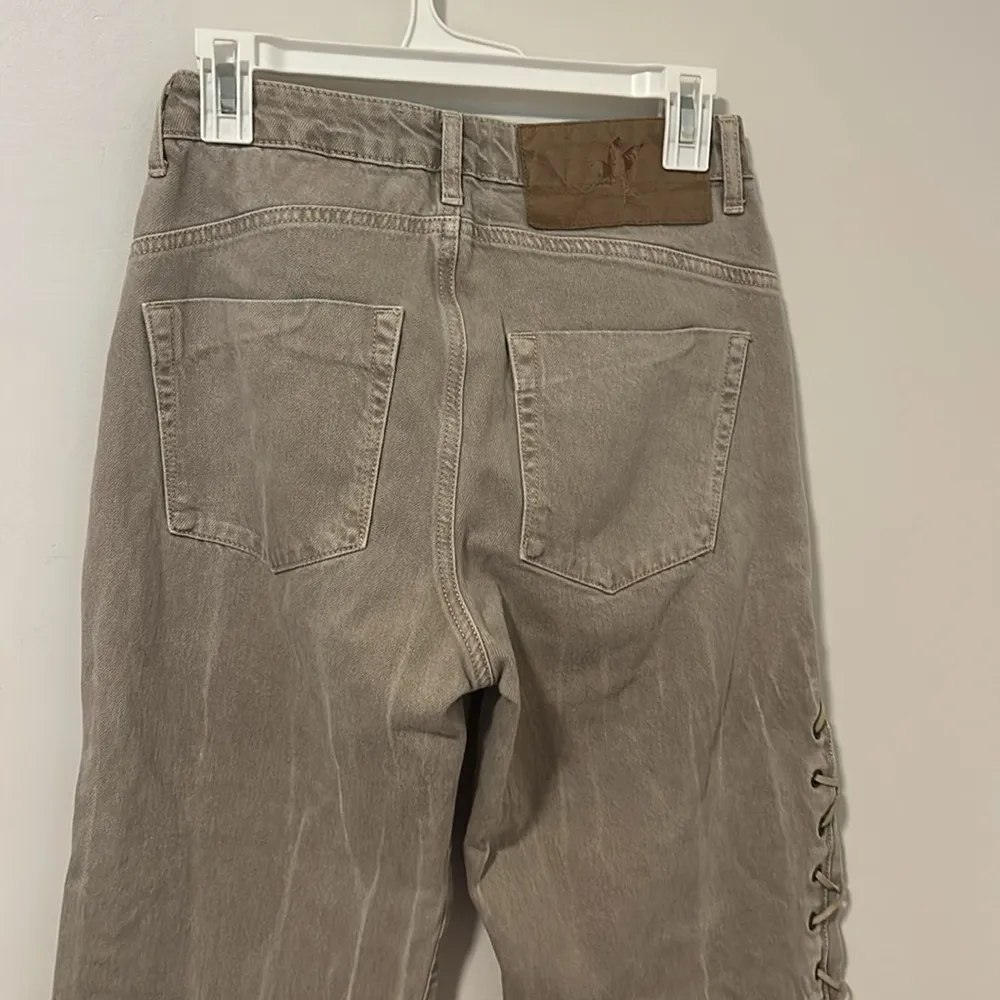 One Tea Spoon Stitched Laced Tie-Up Western Wide Leg Jeans Size 26 - Image 4