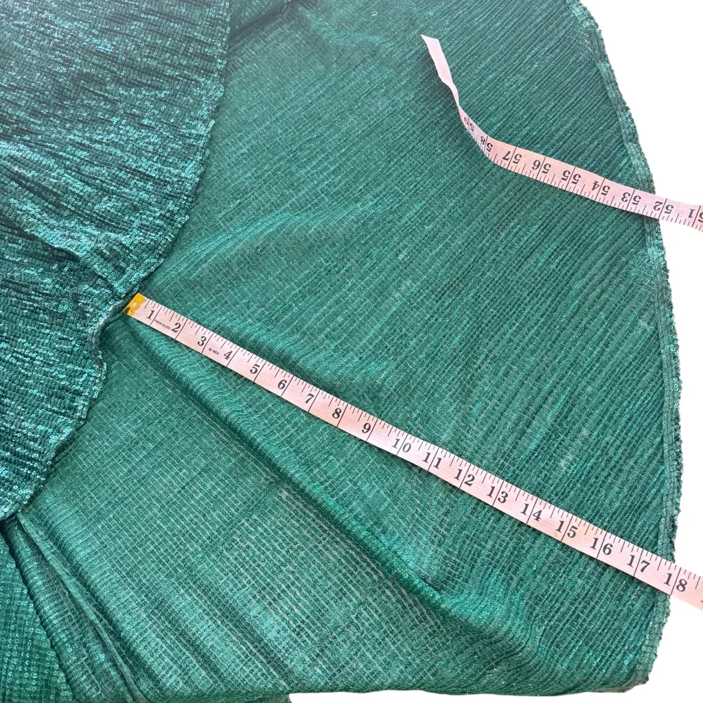 ABYSS BY ABBY Boston Gown Green‎ Sequins Off Shoulder Long Train Pageant Small S - Image 15