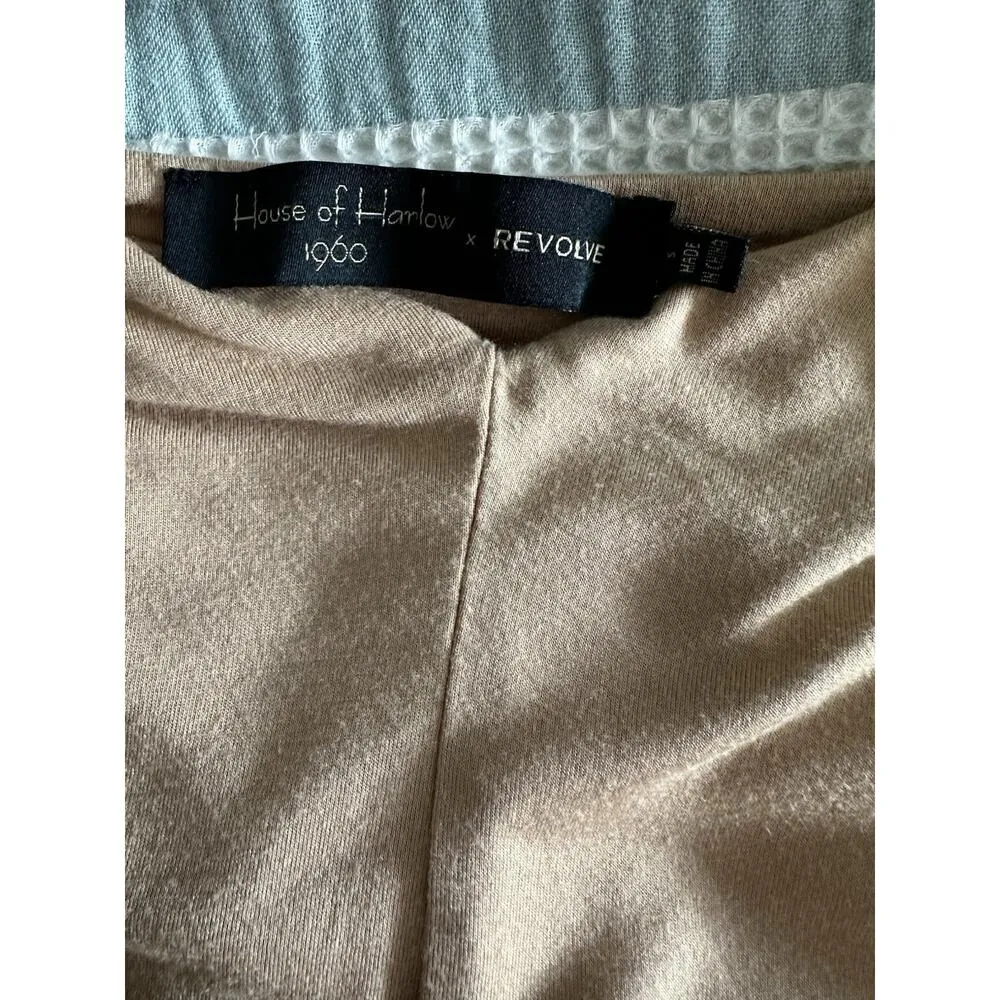 House of Harlow Revolve Halter Bodycon Mini Dress Tan Clubbing Sexy Size Small - Image 4