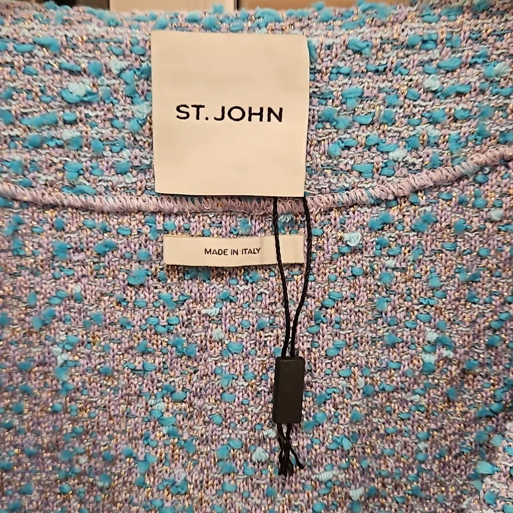 💕ST JOHN💕 Tweed Boucle Knit Suit Jacket Blazer ~ Lilac/Cornflower 12 NWOT - Image 8