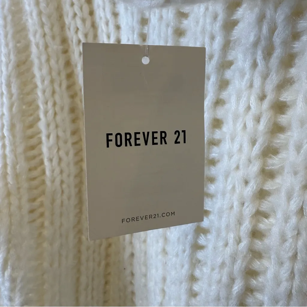New! Forever 21 Chunky Knit Cowl Neck Sweater Winter White Women’s Size Large - Image 8