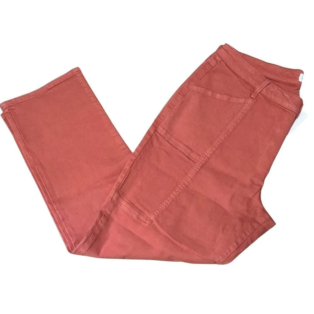 PISTOLA Patch Pocket Button Fly Cropped Utility Pants Red Rock Terracotta NWT 33 - Image 2