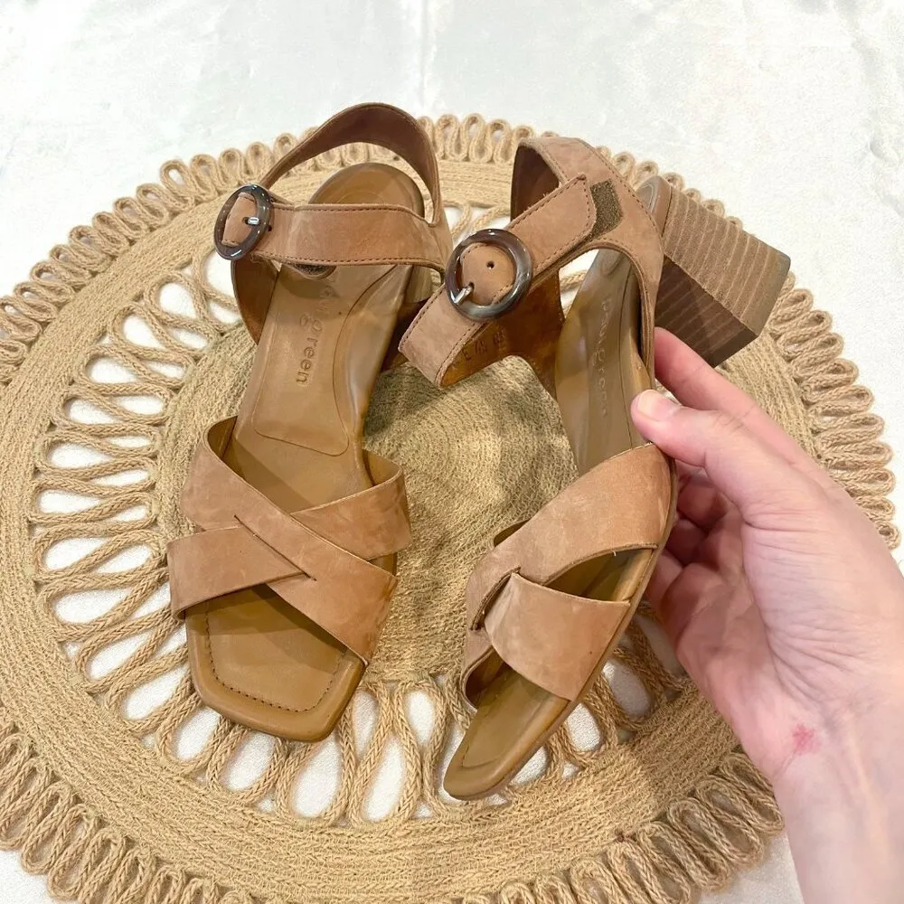 Paul Green Tan Suede Cross-Front Velcro Ankle Strap Heel Sandals UK4.5/US7 - Image 2