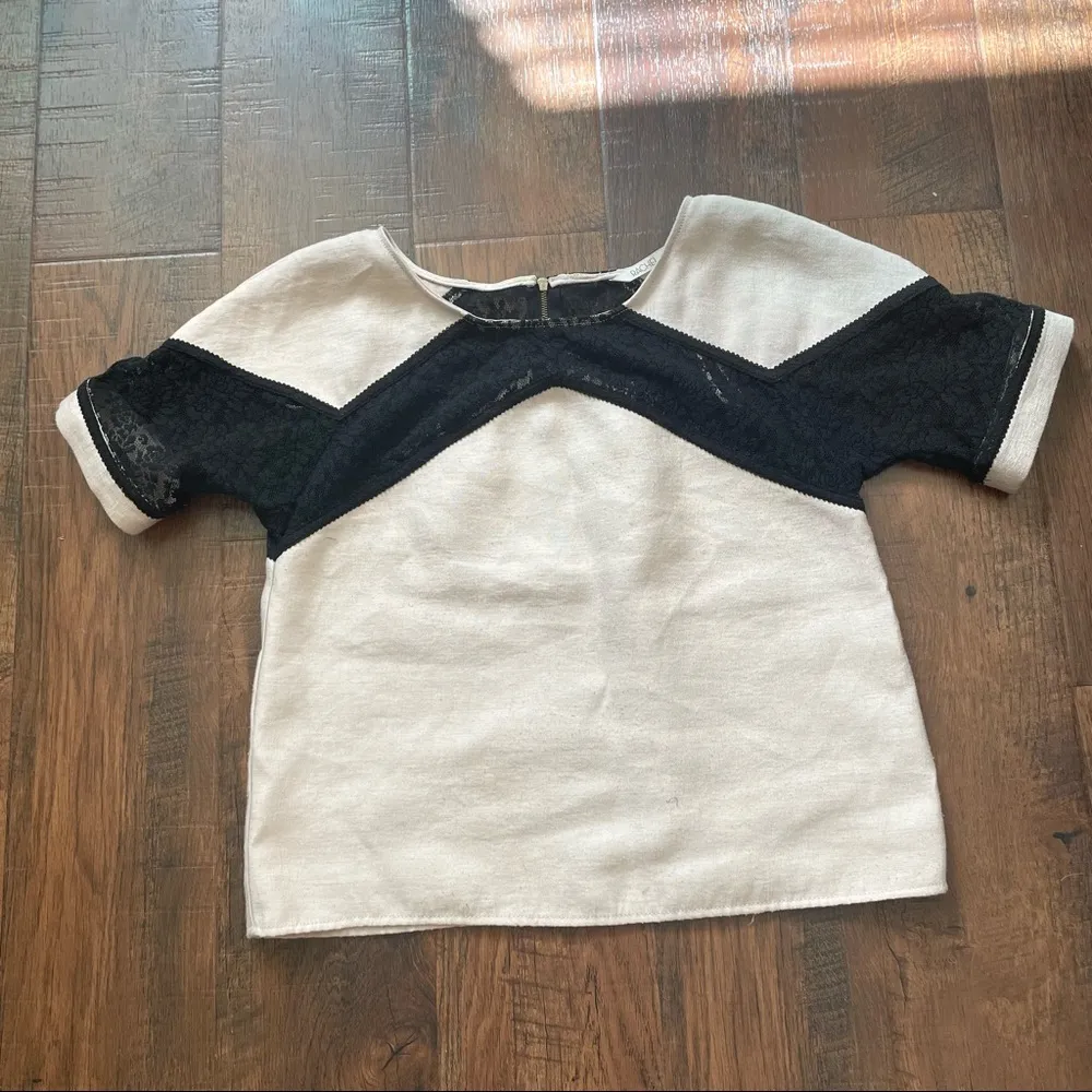 RACHEL ROY pink/nude and black lace top - Image 2