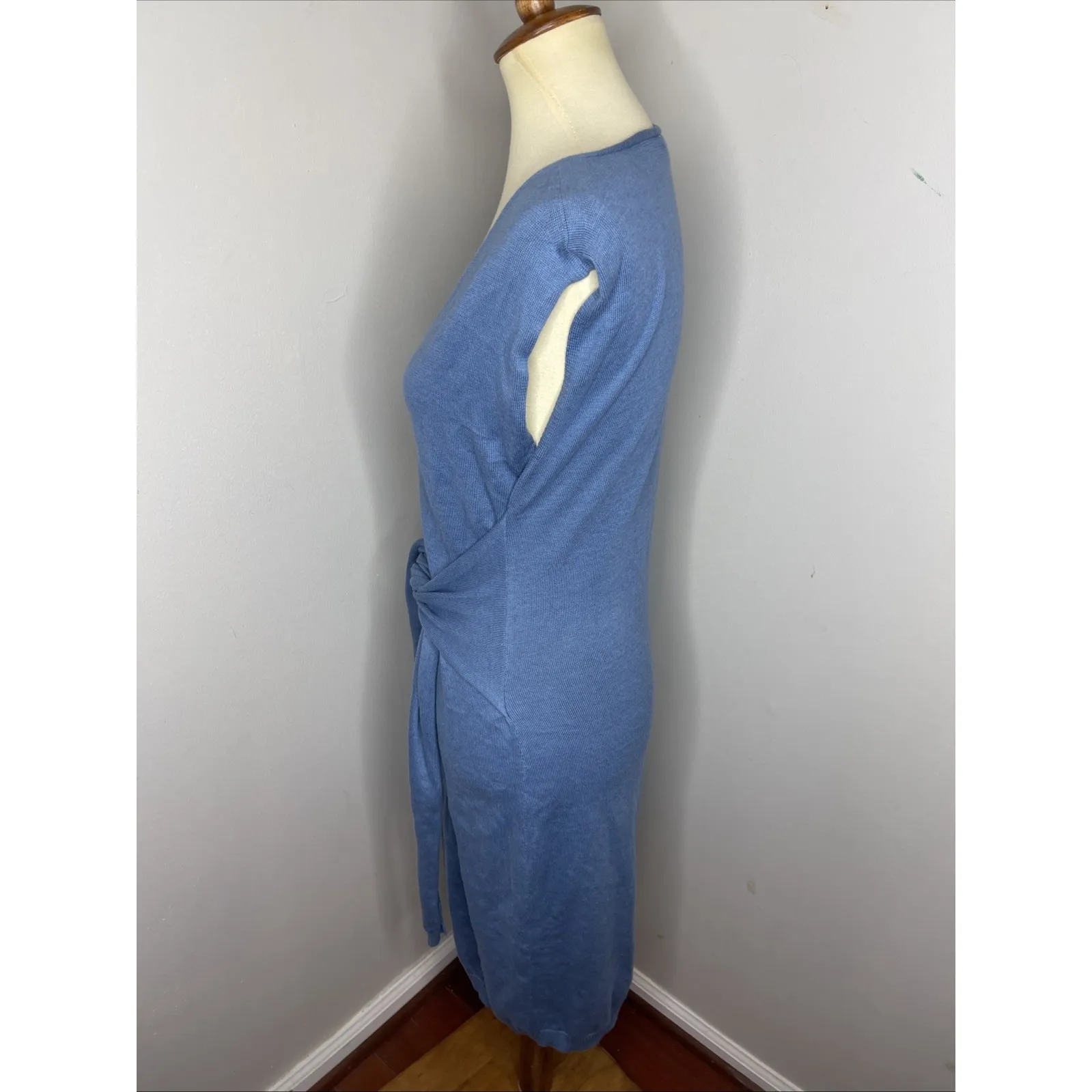 New Peruvian Connection Tidewater Harbour Island Dress Tie-Waist Blue Small S - Image 3