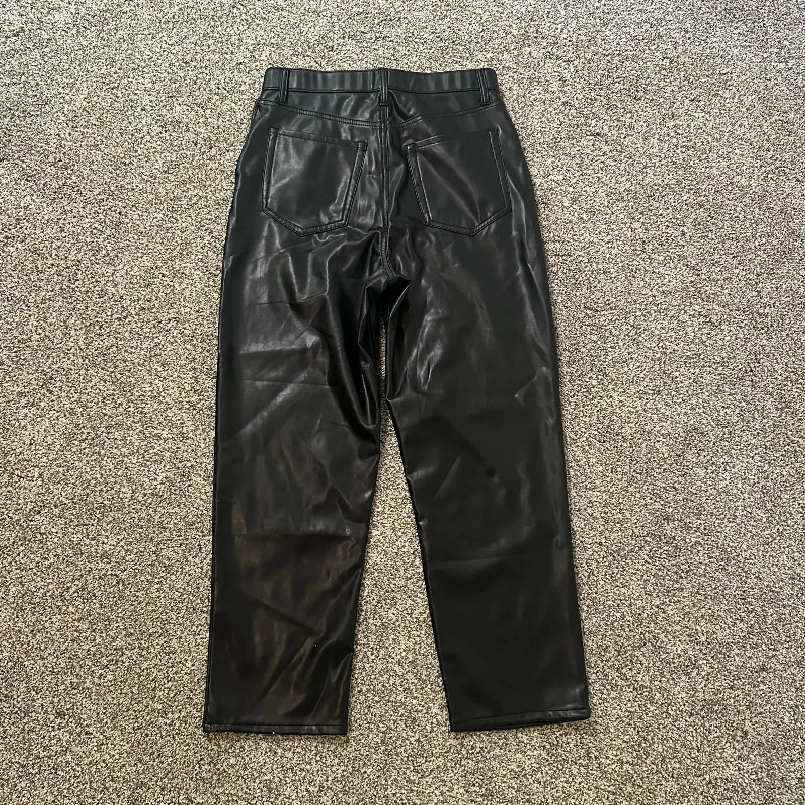 Abercrombie & Fitch black faux leather ankle straight ultra high rise pants 8 - Image 4