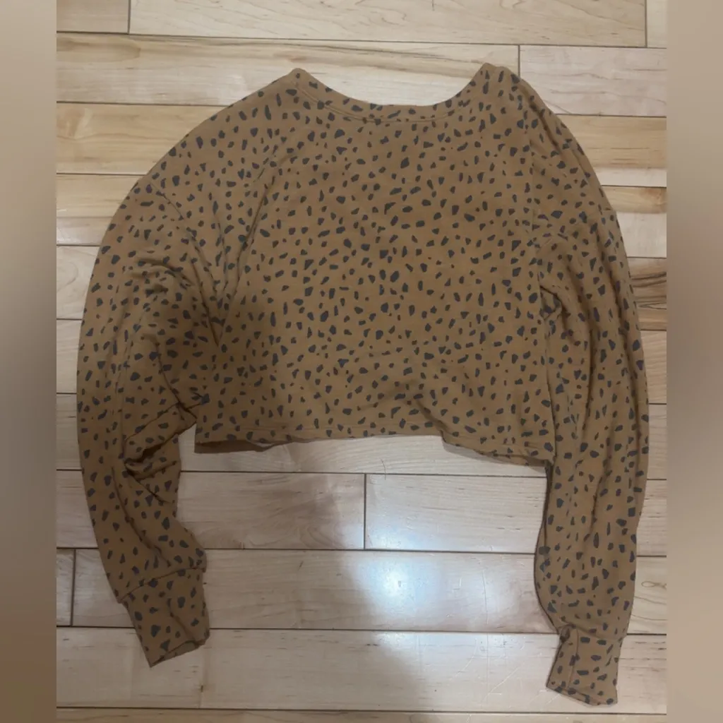 LULU’S LAST SPOT RUST BROWN DOT PRINT PULLOVER SWEATSHIRT - Image 4