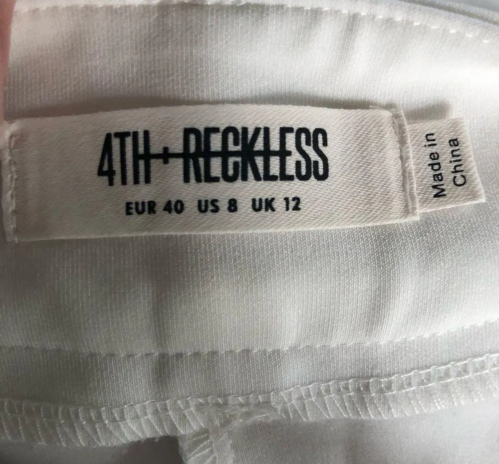 4th & Reckless High Waisted Trouser Pant Sz. 8 Ivory Pleated Pocked Wide Leg - Image 6