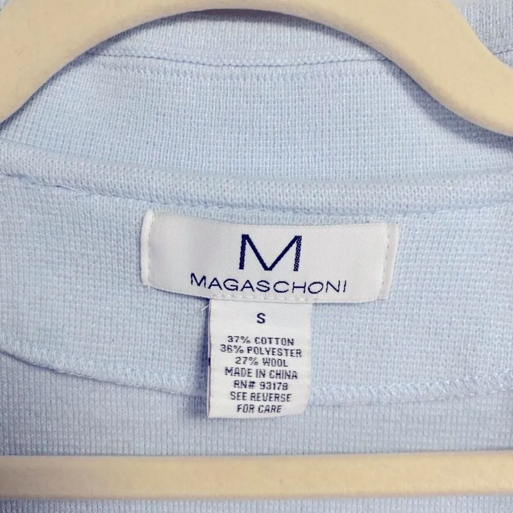 Magaschoni Light Blue Wool Open Front Duster Cardigan Sweater - Image 3