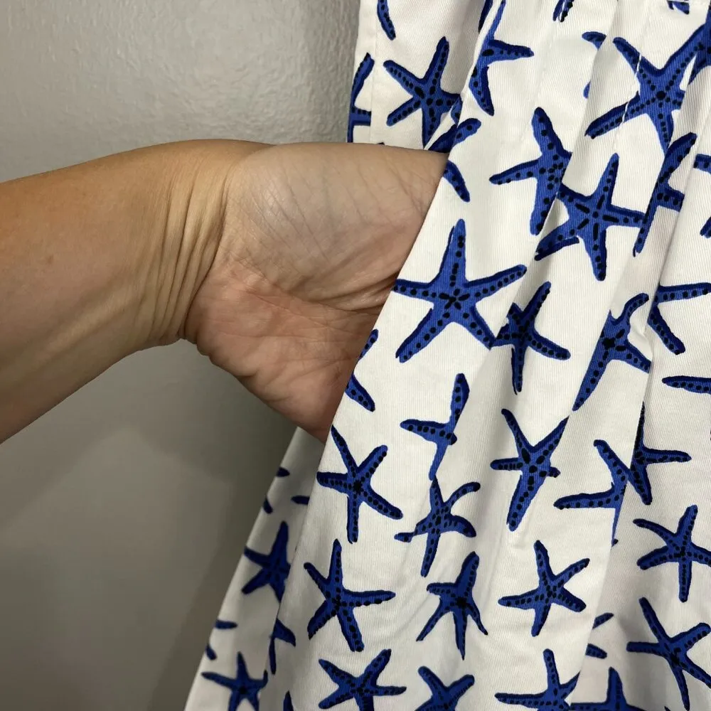 Kate Spade Broome Street Coastal Starfish Pleated Cotton A-Line Skirt EUC Size 4 - Image 6