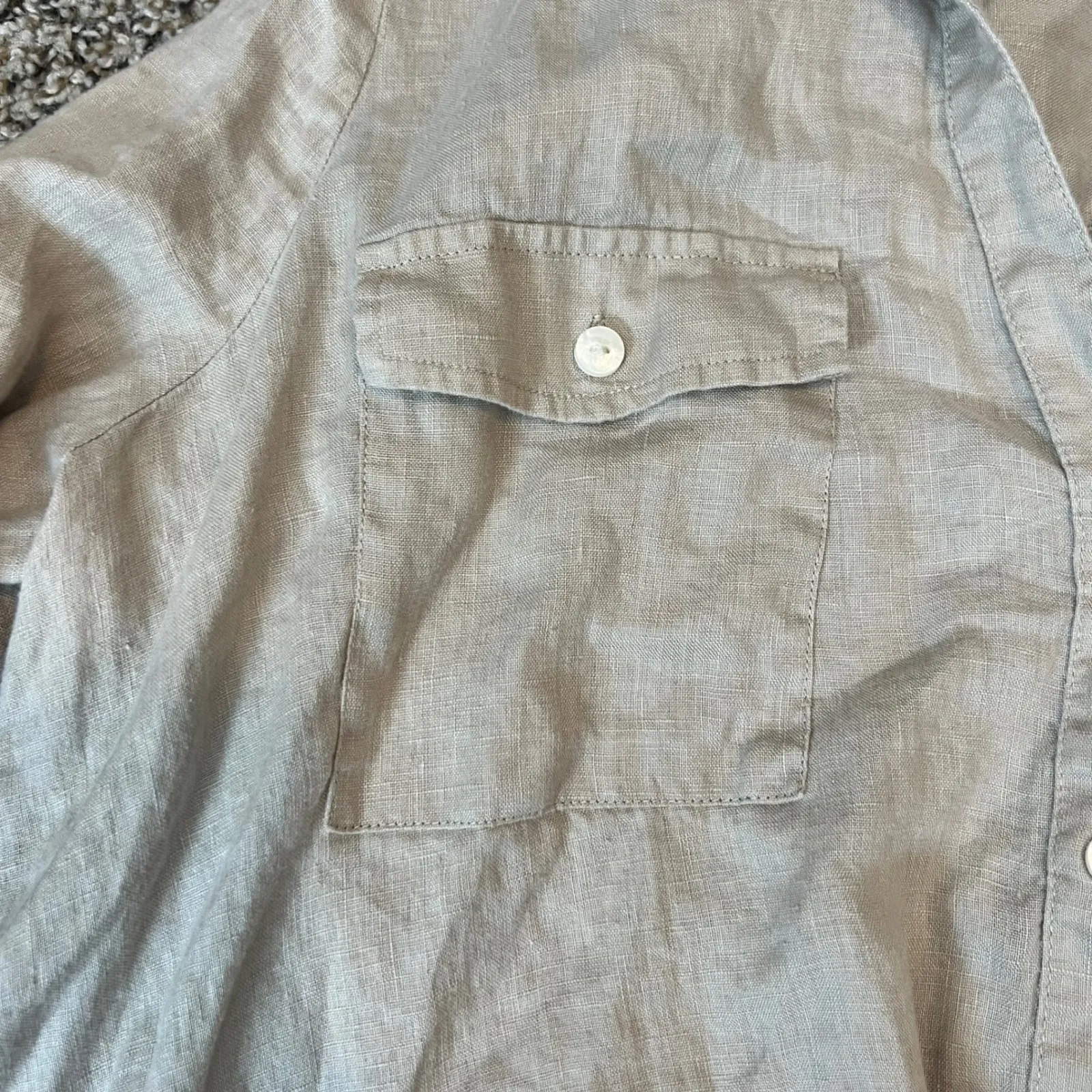 INC International Concepts Linen Blend Twist Front Shirt Womens XL Tan Button Up - Image 4