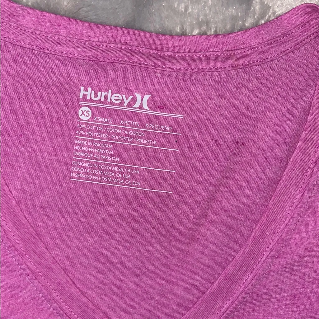 NWT Hurley Purple "Cut Up Perfect V" Graphic V-Neck Tee - Size XS - Image 2