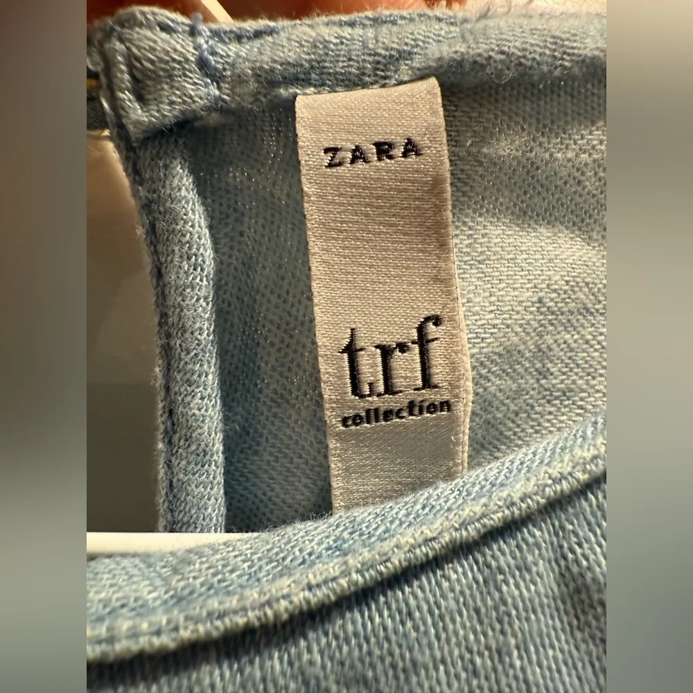 Zara TRF Light Blue Denim Chambray embroidered Size Small - Image 3