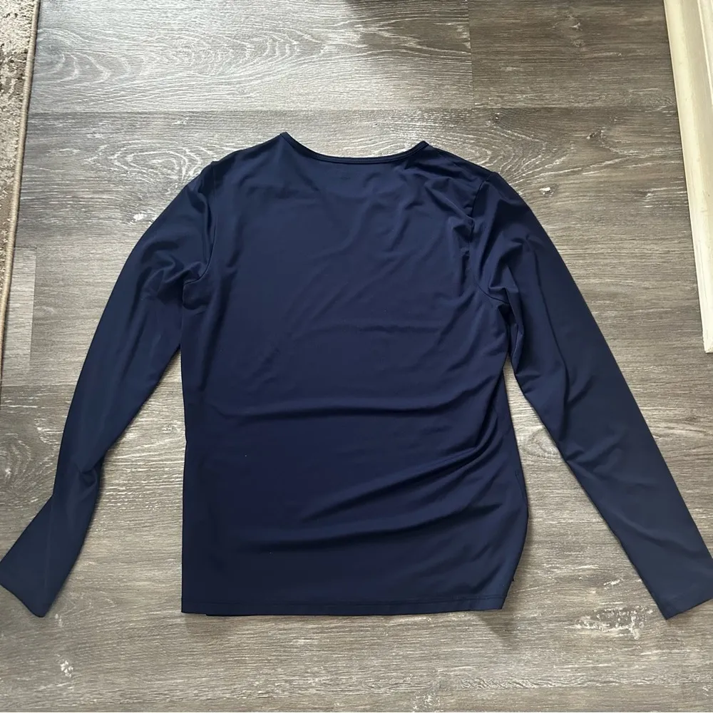 Lands End Silky Nylon Top Navy Blue Long Sleeve Size Small EUC - Image 3