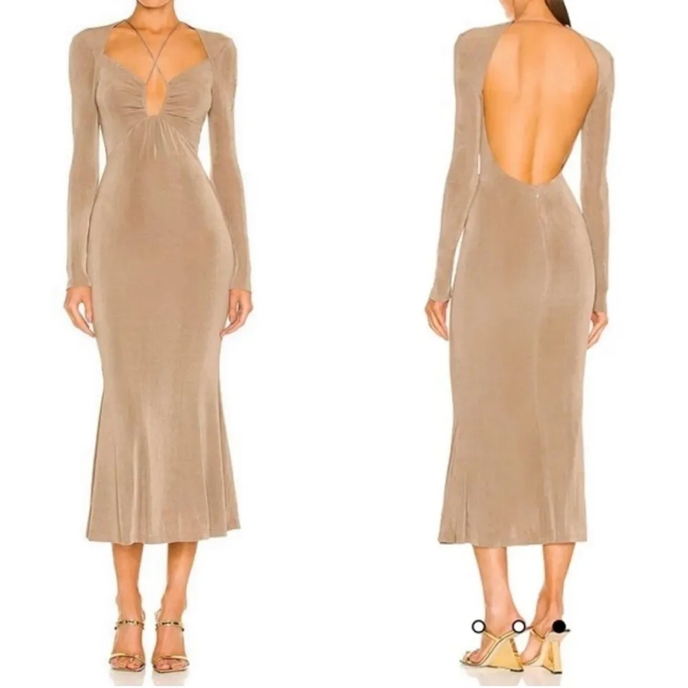 Jason Wu Engracia Open Back Midi Dress in Khaki Tan - Image 11