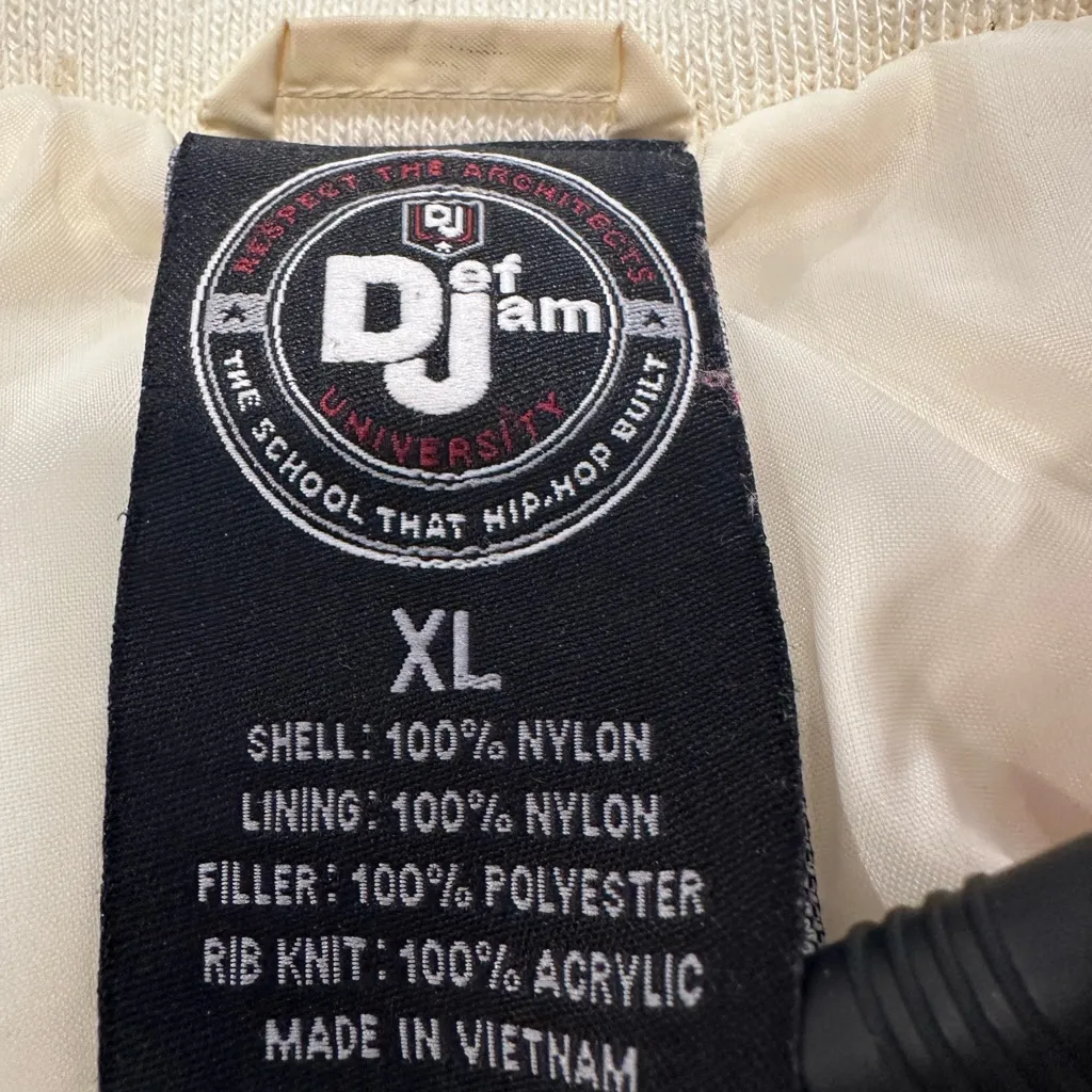 VTG Y2K Def Jam University ‘84 Women’s Sz: XL Cream Full Zip PufferJacket. - Image 11