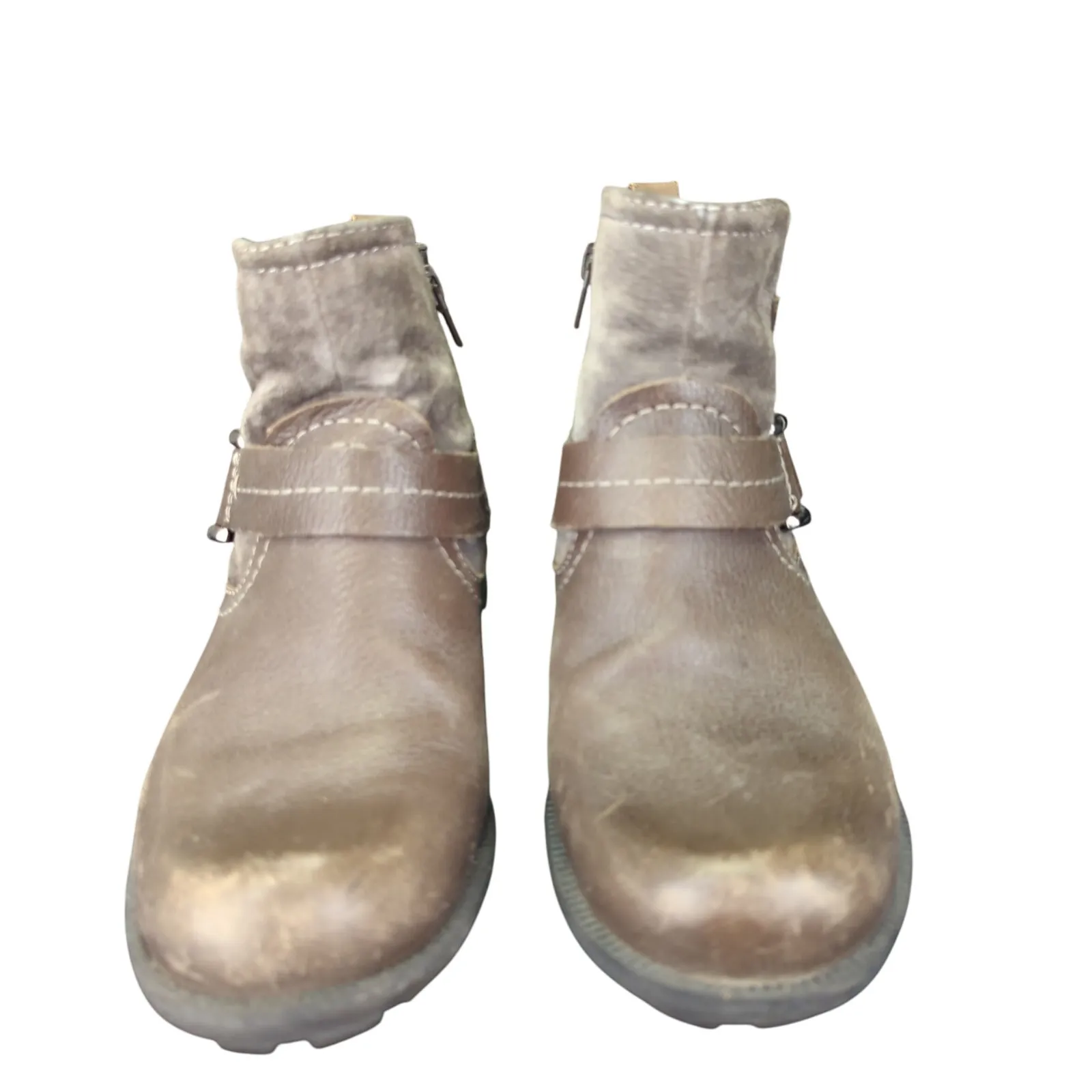 Earth Origins Paris Ankle Boots‎ Booties Western Women's 7 Brown Leather 2014F - Image 3