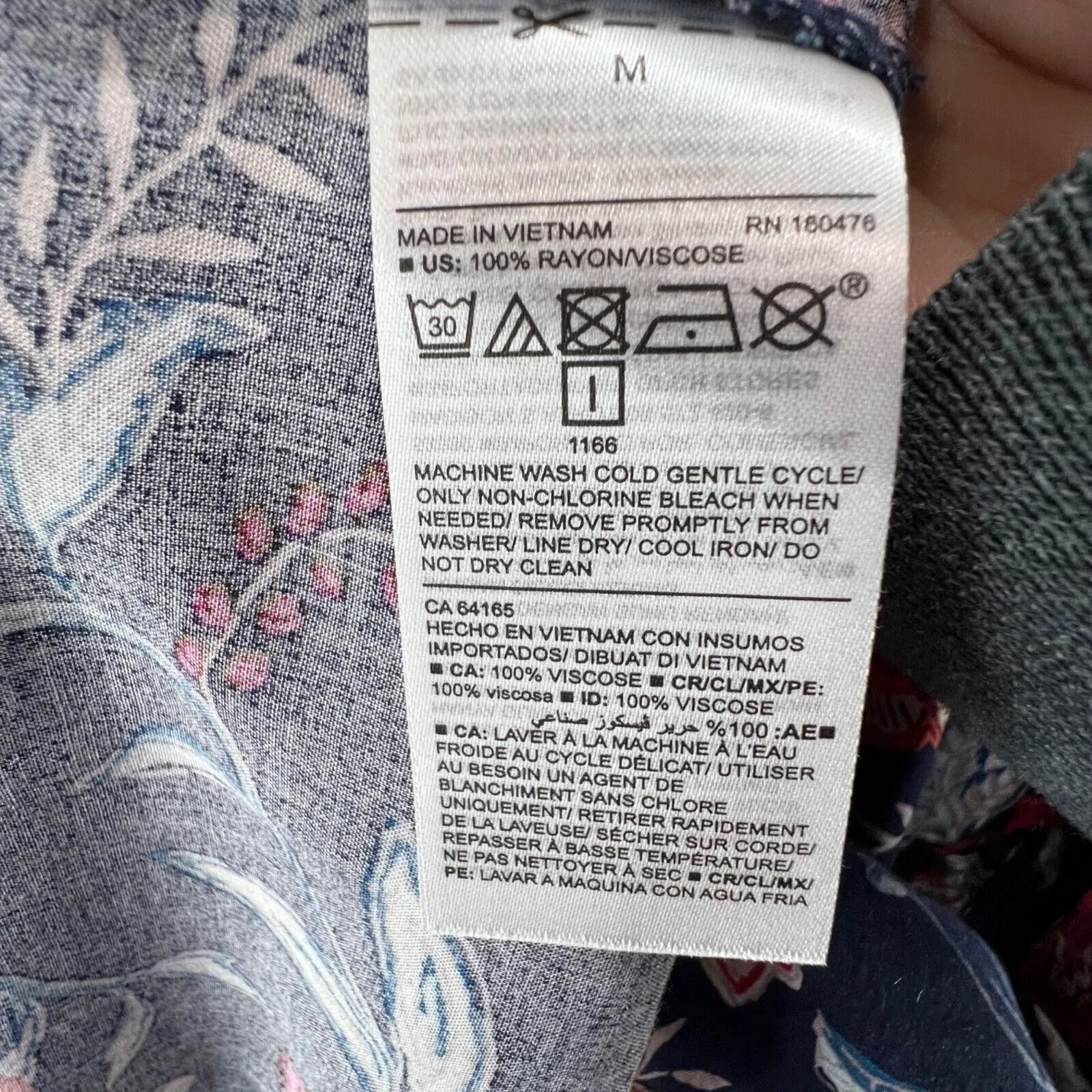 Old Navy Dress Womens Medium Blue Floral Rayon Boho Long Sleeve Mini Keyhole NEW - Image 14